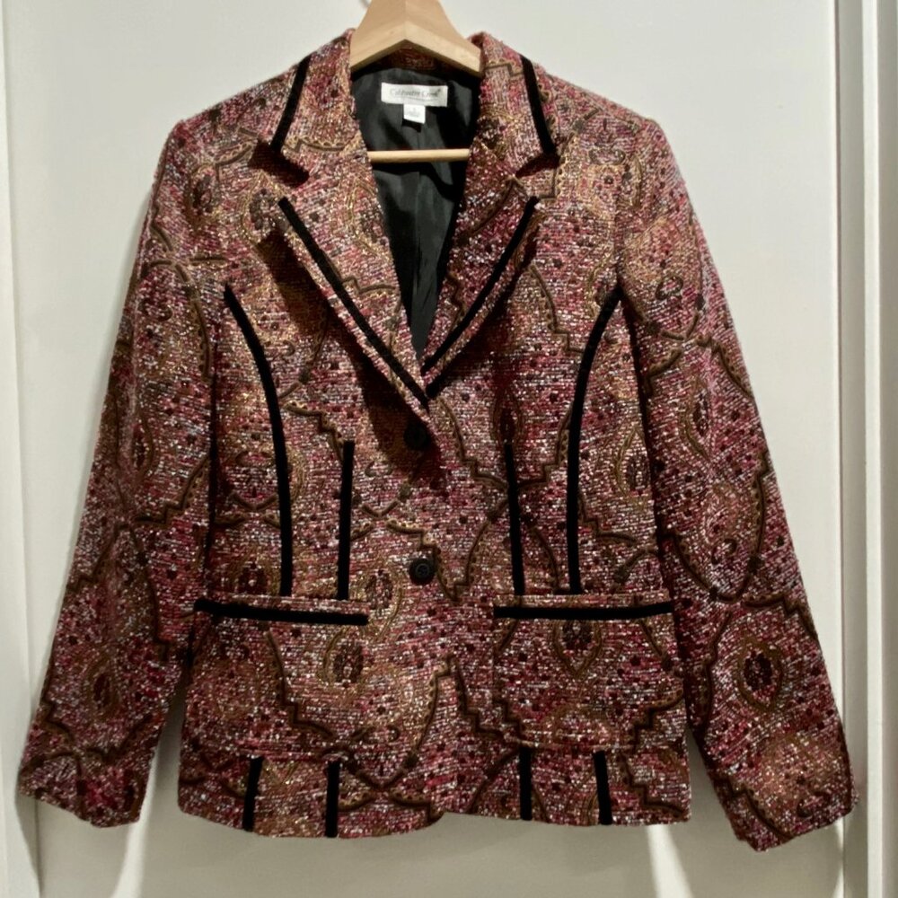 12) Vintage Brocade Y2K Jacquard Tapestry Victorian Artsy Preppy Tweed Blazer S